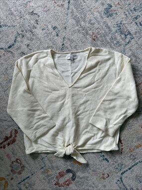 Madewell Cream V-Neck Tie-Front Sweater